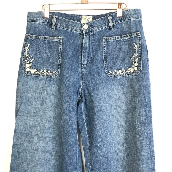 American Living 70's Vibe Patch Pocket Wide Leg Jeans SZ 10 - Picture 2 of 7